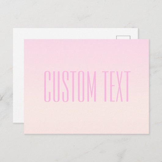 カスタマイズ可能なグラデーション文字付きピンクから桃への夕日 ポストカード (正面/裏面)