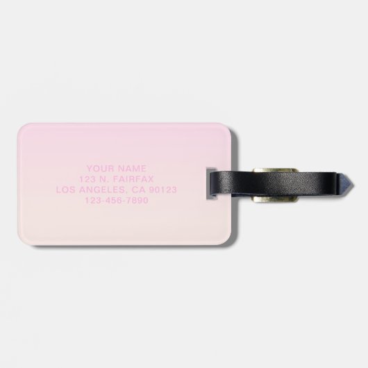 カスタマイズ可能なグラデーション文字付きピンクから桃への夕日 ラゲッジタグ (裏面横)