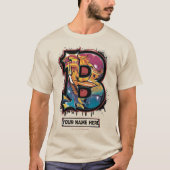 カスタマイズ可能なグラフィティ文字「B」で名前を表現 Tシャツ (正面)