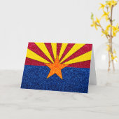 カスタマイズ可能なグリッターアリゾナ州旗グリーティングカード カード (黄色い花)