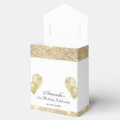 カスタマイズ可能なグリッターゴールドとホワイト フェイバーボックス (オープン)