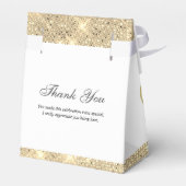 カスタマイズ可能なグリッターゴールドとホワイト フェイバーボックス (裏面サイド)