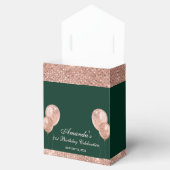 カスタマイズ可能なグリッター エメラルドグリーンとローズゴールド フェイバーボックス (オープン)