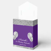カスタマイズ可能なグリッター パープルとシルバー フェイバーボックス (オープン)