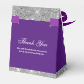 カスタマイズ可能なグリッター パープルとシルバー フェイバーボックス (裏面サイド)