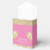 カスタマイズ可能なグリッター ピンクとゴールド フェイバーボックス (オープン)
