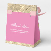 カスタマイズ可能なグリッター ピンクとゴールド フェイバーボックス (裏面サイド)