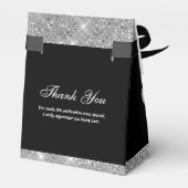 カスタマイズ可能なグリッター ブラック & シルバー ファボリボックス フェイバーボックス (裏面サイド)