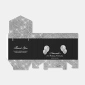 カスタマイズ可能なグリッター ブラック & シルバー ファボリボックス フェイバーボックス (折り畳みなし)