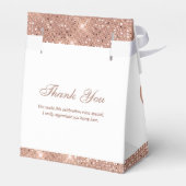 カスタマイズ可能なグリッター ホワイト＆ ローズゴールド フェイバーボックス (裏面サイド)