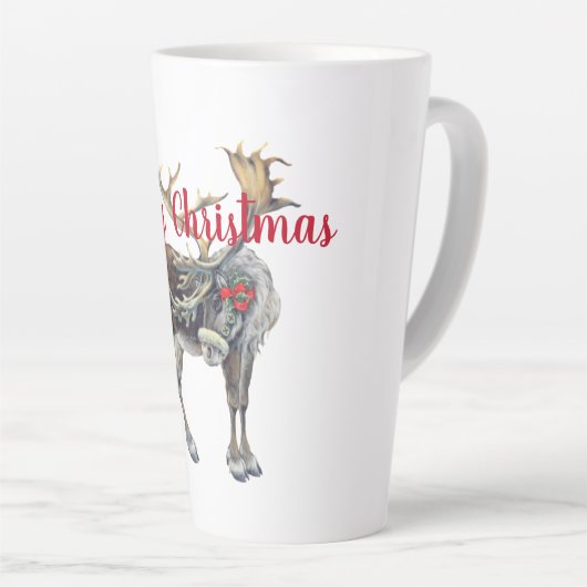 カスタマイズ可能なグリーティングを備えたクリスマスマウス カフェラテマグ (右アングル)
