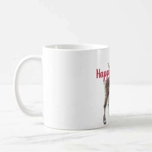 カスタマイズ可能なグリーティングを備えたクリスマスマウス コーヒーマグカップ (左)