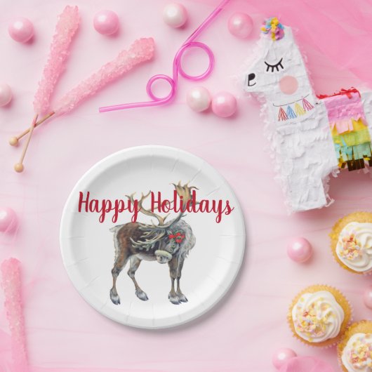 カスタマイズ可能なグリーティングを備えたクリスマスマウス ペーパープレート (パーティー)