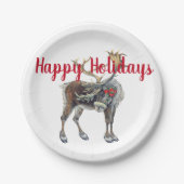 カスタマイズ可能なグリーティングを備えたクリスマスマウス ペーパープレート (正面)