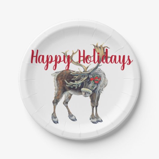 カスタマイズ可能なグリーティングを備えたクリスマスマウス ペーパープレート (正面)