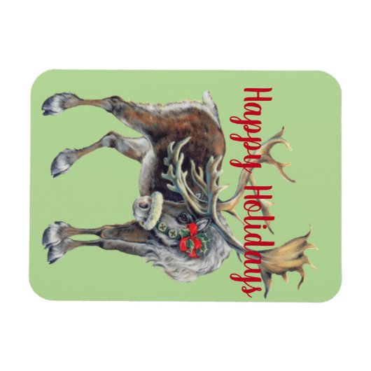 カスタマイズ可能なグリーティングを備えたクリスマスマウス マグネット (横)