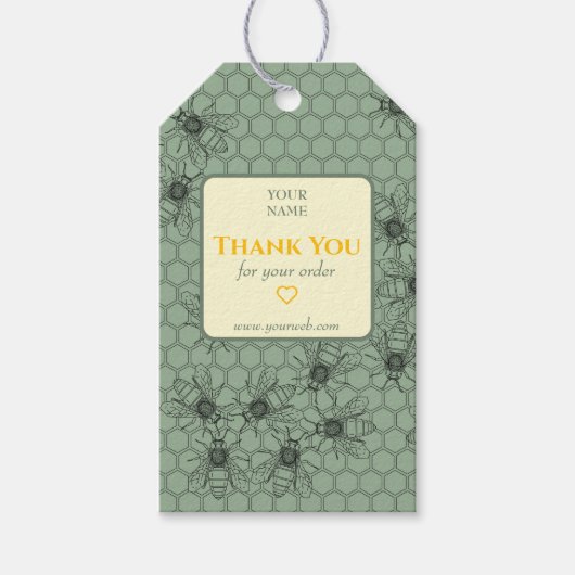 カスタマイズ可能なグリーンビジネスサンキューラベル ギフトタグ (正面)