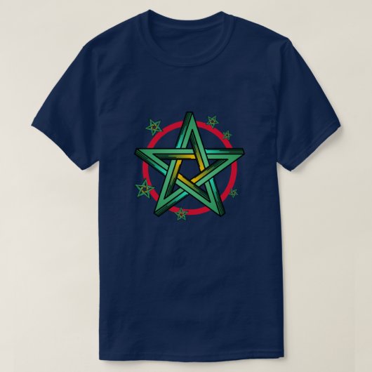 カスタマイズ可能なグリーンペンタグラム Tシャツ (デザイン正面)