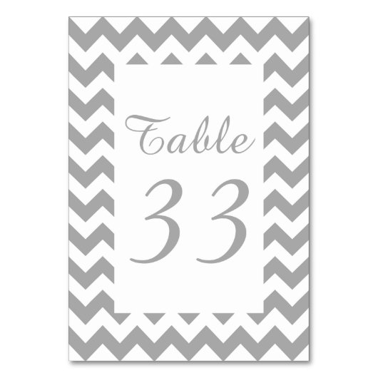 カスタマイズ可能なグレーのジグザグ番号 テーブルナンバー (正面)