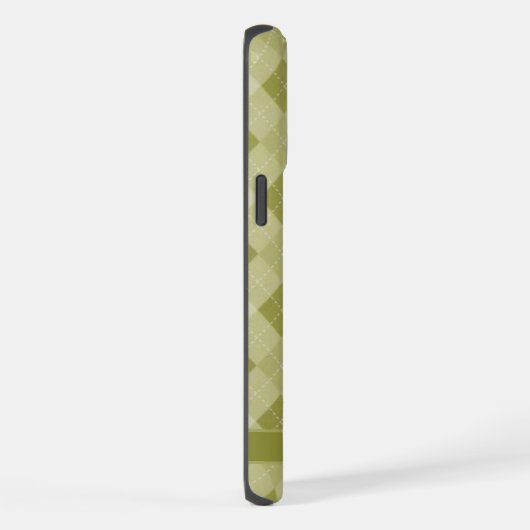 カスタマイズ可能なグレーセージのオリーブ緑のパタアーガイルーン iPhoneケース (右側面)