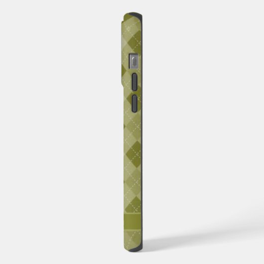 カスタマイズ可能なグレーセージのオリーブ緑のパタアーガイルーン iPhoneケース (左側面)