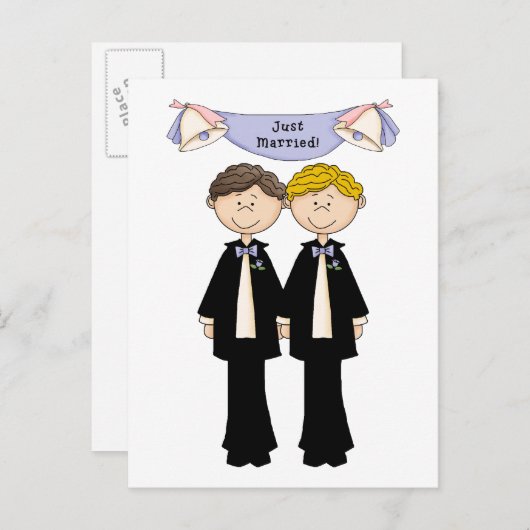 カスタマイズ可能なゲイオス結婚たった今結婚しました 案内ポストカード (正面/裏面)