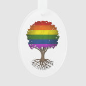 カスタマイズ可能なゲイプライドの虹の旗の生命の樹 オーナメント (正面)