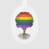 カスタマイズ可能なゲイプライドの虹の旗の生命の樹 オーナメント (裏面)