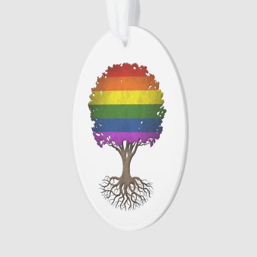 カスタマイズ可能なゲイプライドの虹の旗の生命の樹 オーナメント (正面)