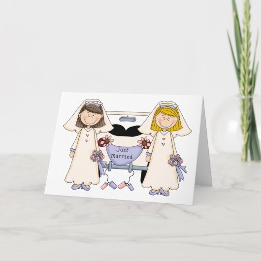 カスタマイズ可能なゲイ結婚メスのたった今結婚しましたティー 案内状 (正面)