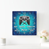 カスタマイズ可能なゲーマーギフト、カッコいいバー(ユダヤ教の)バル・ミツバーギフト スクエア壁時計 (ホーム)