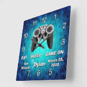 カスタマイズ可能なゲーマーギフト、カッコいいバー(ユダヤ教の)バル・ミツバーギフト スクエア壁時計 (傾斜)