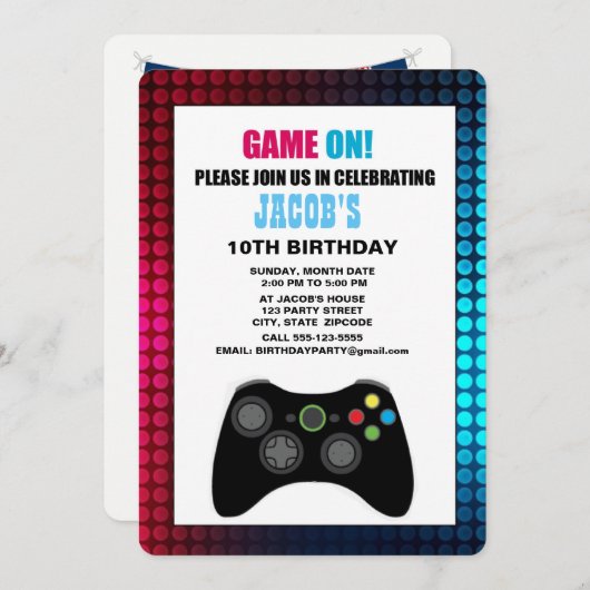 カスタマイズ可能なゲーマー誕生日招待状 招待状 (正面/裏面)