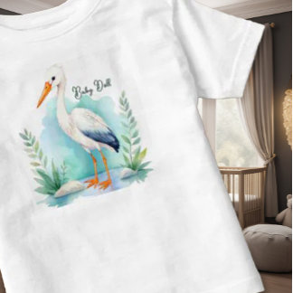 カスタマイズ可能なコウノトリ子供部屋セットベビー人形 トドラーTシャツ