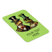 カスタマイズ可能なコテージコア風のユーモアあふれるビクトリアン時代のカエルカップル マグネット (右側)