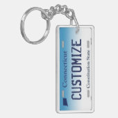 カスタマイズ可能なコネチカットのナンバープレートのkeychain キーホルダー (正面左)