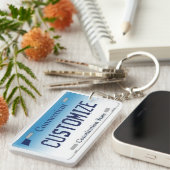カスタマイズ可能なコネチカットのナンバープレートのkeychain キーホルダー (正面右)
