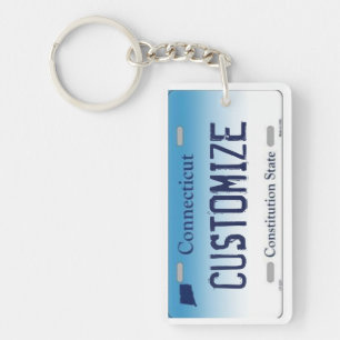 カスタマイズ可能なコネチカットのナンバープレートのkeychain キーホルダー