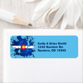 カスタマイズ可能なコロラド州のスキー(ばちゃばちゃ)跳ねるリターンラベル ラベル (インサイチュ)