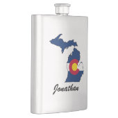 カスタマイズ可能なコロラド州の旗のミシガン州の輪郭のフラスコ フラスク (右)