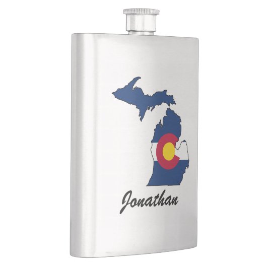 カスタマイズ可能なコロラド州の旗のミシガン州の輪郭のフラスコ フラスク (右)