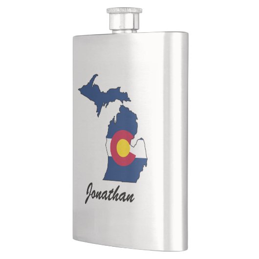 カスタマイズ可能なコロラド州の旗のミシガン州の輪郭のフラスコ フラスク (左)