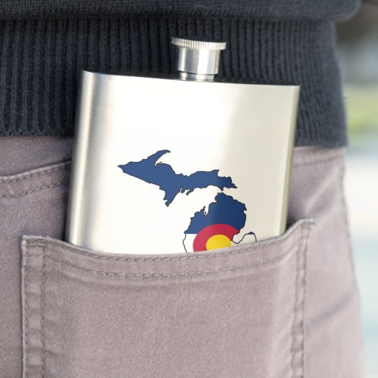 カスタマイズ可能なコロラド州の旗のミシガン州の輪郭のフラスコ フラスク (インサイチュ)