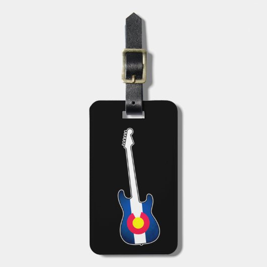 カスタマイズ可能なコロラド州旗ギターラゲージタグ ラゲッジタグ (正面縦)