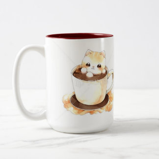 カスタマイズ可能なコーヒーカップの水彩猫マグカップ ツートーンマグカップ
