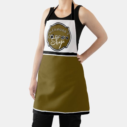 カスタマイズ可能なコーヒーショップのホーム/ビジネスロゴ エプロン (インサイチュ)