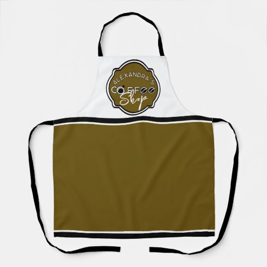 カスタマイズ可能なコーヒーショップのホーム/ビジネスロゴ エプロン (正面)