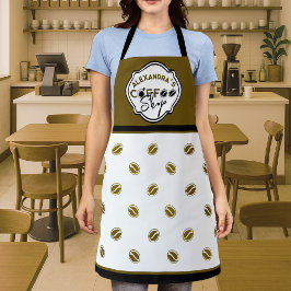 カスタマイズ可能なコーヒーショップのホーム/ビジネス ロゴ エプロン