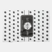 カスタマイズ可能なコーヒーショップのロゴ B&W キッチンタオル (横)
