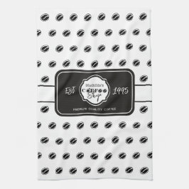 カスタマイズ可能なコーヒーショップのロゴ B&W キッチンタオル